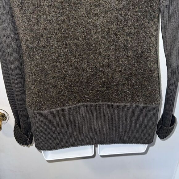 MARGARET O’LEARY Dark Olive Green Knit Sweater Moto Jacket-L - Picture 6 of 8